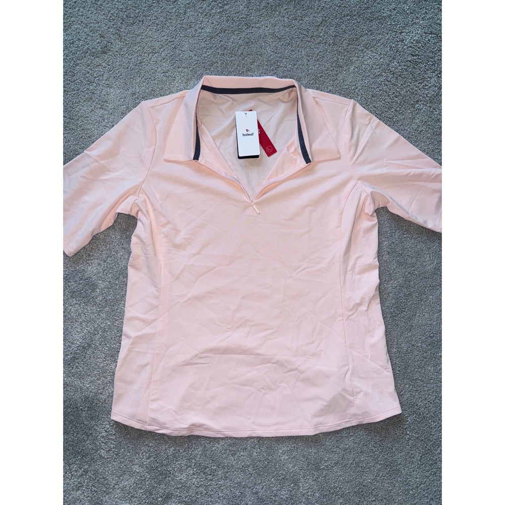Baleaf Womens Pink Quarter Zip Short Sleeve Athletic Polo Shirt UPF 50+ Size M